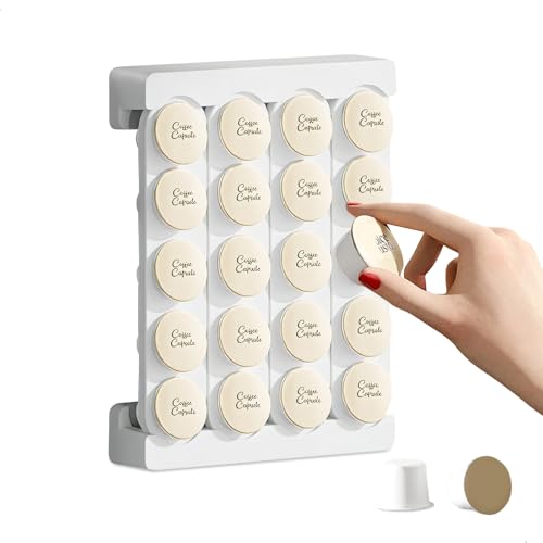jinminamz Kaffee Organizer, Kaffeekapseln Aufbewahrung, Wandhalterung Kapselhalter, Fasst 20 Kaffeekapseln Coffee Capsule Holder, Der Perfekte Kaffeekapsel-Organisator Und Dekorateur, Weiß von jinminamz