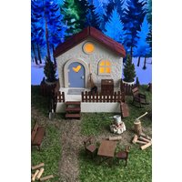 Handgefertigtes Wichtelhaus Holz Beleuchtet, 3D Fassade in Weiß - Weihnachtsdeko Set Mit Viel Zubehör, Personalisierbar von jipigo