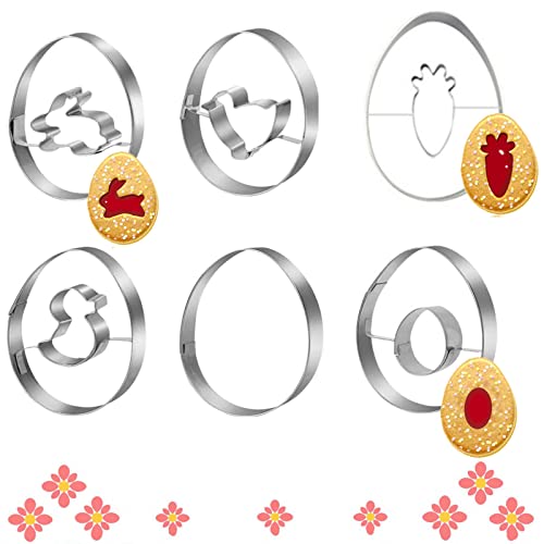 Ostern Plätzchen Ausstecher Set Edelstahl Ostereier Plätzchen Ausstecher Keksausstecher Backform Linzer Ausstecher Osterei Keksausstecher Ausstechform für DIY Clay Kuchen Dessert Plätzchen und Keks von jiujiuwo