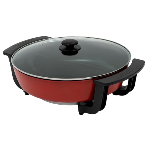 220V Elektrischer Hot Pot Chinesischer Hot Pot 6L 1360W Hotpot Topf mit Glasdeckel und Antihaftbeschichteter Oberfläche für 3-4 Personen Familienfeiern und Wohnungen von jiumxliu