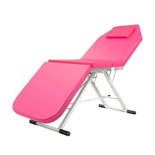 jiumxliu Mobile Massageliege Klappbar 3 Zonen Massagebett Massagetisch Kosmetikliege Breit mit Kopfstütze Armlehnen & Tasche Rosa von jiumxliu