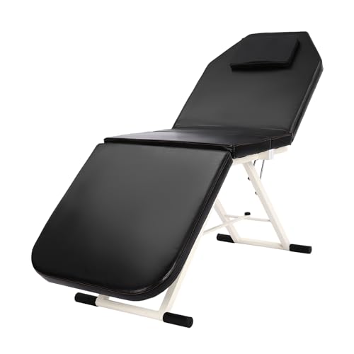 jiumxliu Mobile Massageliege klappbar, 3 Zonen Massagebett, Höhenverstellbar Massagetisch Kosmetikliege Breit mit Kopfstütze Schwarz von jiumxliu