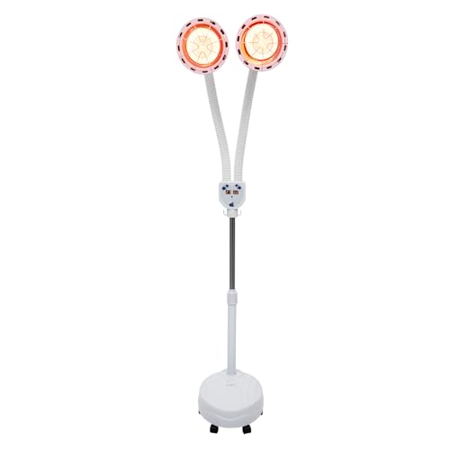 jiumxliu Rotlichtlampe 275W Infrarotlampe Wärmelampe Massagelampe mit Höhenverstellbarem Ständer 62 99 Zoll Rotlichtlampe Doppelkopf von jiumxliu