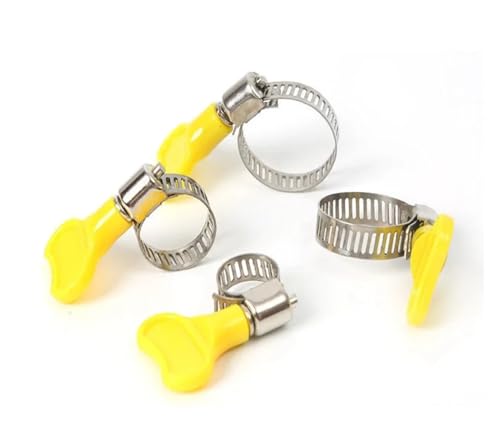 1–5 Stück verstellbare gelbe Schlauchschellen mit Kunststoffgriff und Handdrehung, Schneckenantrieb, 8–32 mm, Edelstahl, Schmetterlings-Rohrclips for Rohre(19-29mm (5pcs)) von jiuxinyun