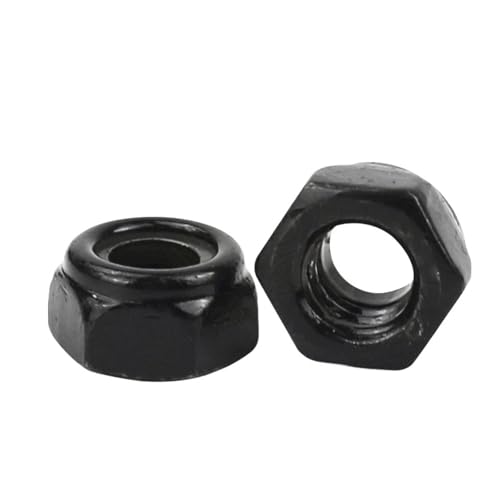 2–25 Stück M2 M2.5 M3 M4 M5 M6 M8 M10 M12 M16 304 Edelstahl, schwarzer Sechskant-Nyloneinsatz, Kontermutter, selbstsichernde Nylock-Mutter, Kontermutter(Black carbon steel,M2.5(25pcs)) von jiuxinyun