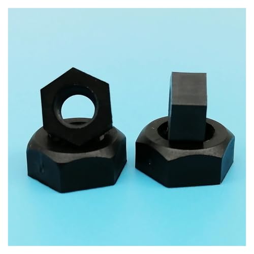 25/50/100 Stück M2 M2,5 M3 M4 M5 M6 M8 M10 M12 Schwarz Weiß Farbe Kunststoff Isolierung Nylon Sechskant Sechskantmutter(Black,100pcs M2) von jiuxinyun