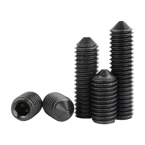 5–100 Stück M2 M2.5 M3 M4 M5 M6 M8 M10 DIN914 Grade12.9 Schwarzer Kohlenstoffstahl Sechskant-Innensechskant-Stellschraube mit konischer Spitze, Bolzen mit konischem Ende(6mm,M4 (50pcs)) von jiuxinyun