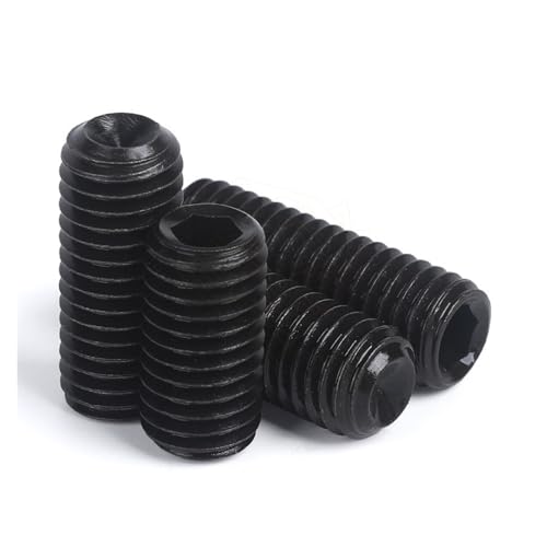 50 Stück M2 M2.5 M3 M3.5 M4 DIN916 304 Edelstahl Schwarz Grade 12.9 Stahl Sechskant Innensechskant Ringschneide Schraubensatz Bolzen(12.9 class steel,4mm,M2.5) von jiuxinyun