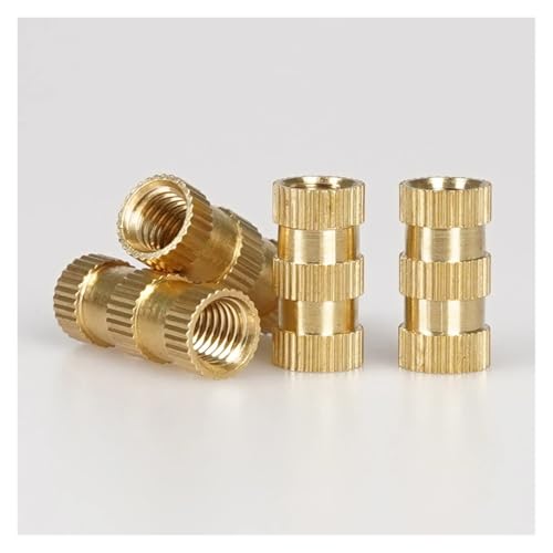 50 Stück M2 M2.5 M3 M4 M5 M6 M8 M10 Messingmuttern mit metrischem Gewinde, Spritzguss, Doppel-Twill-Einbettung, Kupfermuttern for Anbringen von 3D-Druckern(L 10mm,M3 (OD4mm) (50PCS)) von jiuxinyun