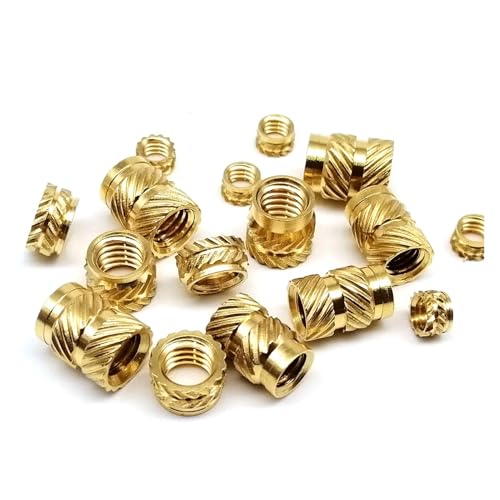 50 Stück M2 M2.5 M3 M4 M5 M6 M8M10 Messing-Kupfer-Einbettungsmutter for Heißschmelz-Wärmespritzguss, 3D-Druck, Doppel-Twill-Rändelgewinde(Length 4mm,50pcs M2(OD 4mm)) von jiuxinyun