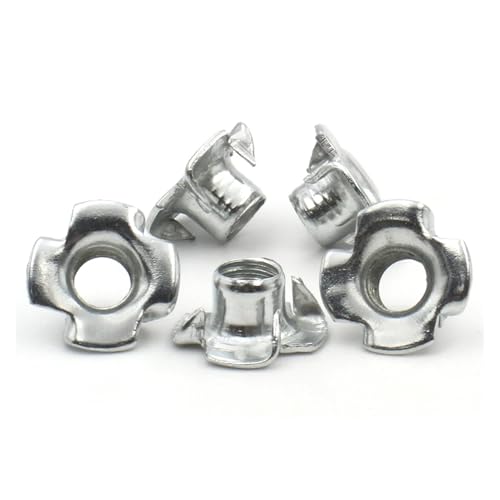 Verzinkte Karbonstahlmuttern mit vier Krallen und vier Krallen, 5/10/20/50 Stück, M3 M4 M5 M6 M8 M10 M12, Vierzacken-Befestigungsmuttern, T-Muttern für Lautsprecher (5 Stück, M10) von jiuxinyun