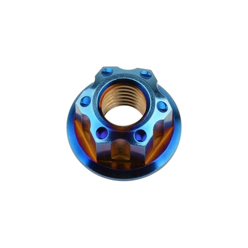 jiuxinyun 1PCS Titan Muttern M6 M8 M10 M12 M14 M16 Flansch Mutter for Motorrad Fahrrad Verschluss Hinterachse Muttern(Burnt Blue,M12 P1.5) von jiuxinyun