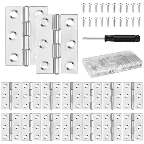 22 STK Türscharniere, 44mm x 31mm Edelstahl Scharniere Klappbar, Klavierband Scharnieren, Klein Scharnierband Edelstahl Steckverbinder für Holztüren Fenster Schrank Möbel, mit 132 STK Schrauben von jiuxlaan