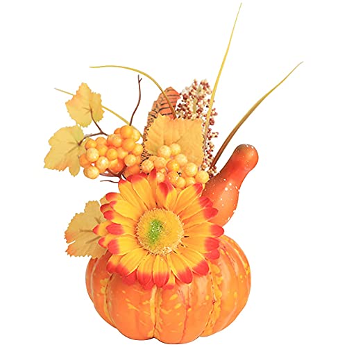 jiuzcare Halloween Künstliche Kürbis Dekorationen Künstliche Kürbisse Realistische Ahornblätter Kürbis Künstliche Kürbisse Set Desktop Dekoration Geeignet für Hochzeit, Blumenverzierung, Weizenkürbis von jiuzcare