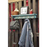 5 Gabel Haken Garderobe Mit Ablage Aus Massivholz Und Vintage Besteck Recycled Silberbesteck 82cm Lang von jjevensen
