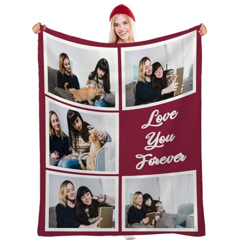 jklitio Personalisierte Überwurfdecke mit Familienfotos und Nachricht von jklitio