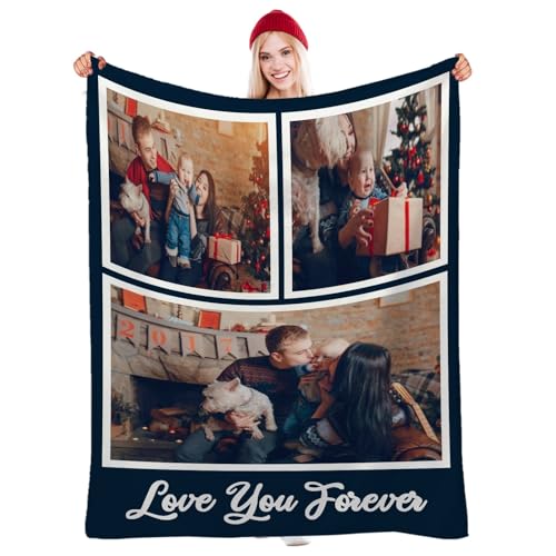 jklitio Valentinsgeschenkdecke – romantischer Überwurf mit Paarfotos und "I Love You"-Text von jklitio