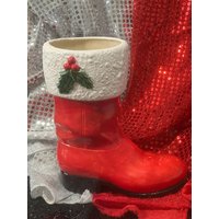 Einzigartige Weihnachtsdekoration - Keramik Nikolausstiefel Hochwertige Festliche Weihnachtstisch Geschenk Lebensmittelsichere Behälter von jmdceramicsart