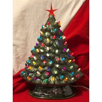 Weihnachtsbaum Mit Stern, Mehrfarbigen Birnen & Plastikstern - Handgefertigter Verzierter Festliches Feiertagsdekor Etsy von jmdceramicsart