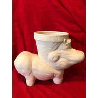 Keramik Nilpferd Waddle Pot in Bisque Fertig Zum Malen von jmdceramicsart