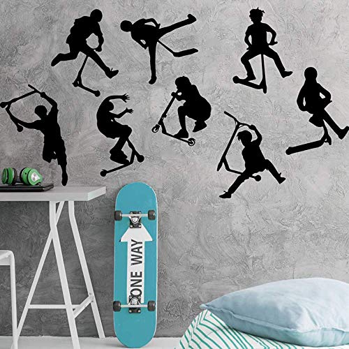 8er Set Stunt Scooter Wandaufkleber Jungenzimmer Kinderzimmer Stunt Scooter Fahrrad Sport Wandtattoo Schlafzimmer Vinyl Dekoration 56cmwidex77cmhigh von jmnak