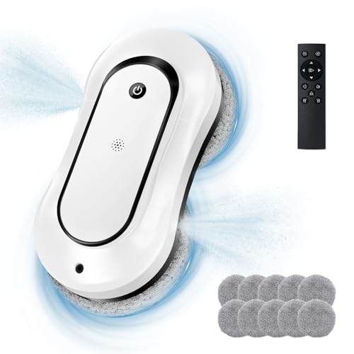 jnerkert Fensterputzroboter mit doppeltem Wasserspray, Dual Side Spray Fensterreinigungsroboter mit 70ml ml Dual Tank, Intelligenter Fenstersauger für Innen/Außen Hochhausfenster (White) von jnerkert