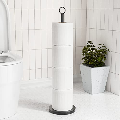 Schwarzer Toilettenpapierhalter freistehend: Klopapierhalter-Aufbewahrungsständer aus Edelstahl zur Aufbewahrung von Ersatzrollen – Klorollenhalter für das Badezimmer von jockcaras