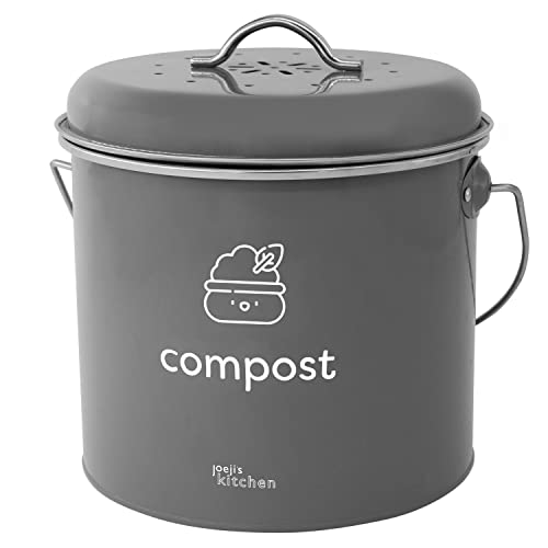 Joeji's Kitchen 3,5L groß Biomülleimer für die Küche - Metall Kompost Küchenkomposteimer mit Deckel - 3er Aktivkohlefilter enthalten - Küchenbiomülleimer Biomüllbehälter - Grau Joeji's Kitchen 3,5L groß Biomülleimer für die Küche - Metall Kompost Küchenkomposteimer mit Deckel - 3er Aktivkohlefilter enthalten - Küchenbiomülleimer Biomüllbehälter - Grau von joeji's Kitchen