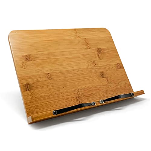 Joeji's Kitchen Buchständer Holz - Bücher Halter & Tablet Ständer Holz - Buch Halterung mit Verstellbarer Buchstütze - Kochbuch Halterung für Küche aus Bambus - Leseständer von joeji's Kitchen