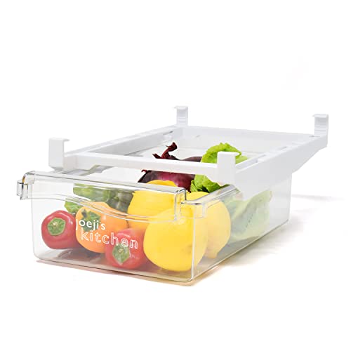 joeji's Kitchen Kühlschrank Organizer - Fridge Organizer Küche Schublade - Behälter Regal 30.5 x 20 x 9.5 cm - Ausziehbarer Aufbewahrungsbox Schubladen mit Griff - Ideal für Käse, Obst und Gemüse von joeji's Kitchen