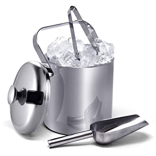 Joejis Eiskübel mit Deckel und Zange, 1.5L Eiswürfelbehälter Edelstahl 100% BPA, Eisbehälter für Eiswürfel -Eiswürfelkühler von joeji's Kitchen