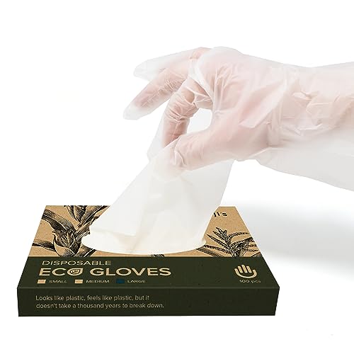 joeji's Kitchen 100pcs Eco Friendly Biodegradable Disposable Gloves - Large Size - Non Latex Corn Starch - Compostable and Safe Food Prep Gloves von joeji's Kitchen