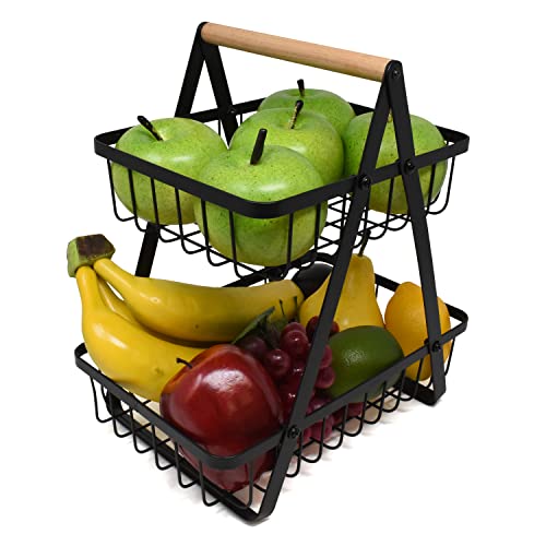 joeji's Kitchen 2 Etagen Obstkorb für die Küche- Etagere obst schwarz - Obst und gemüse Etagere von joeji's Kitchen