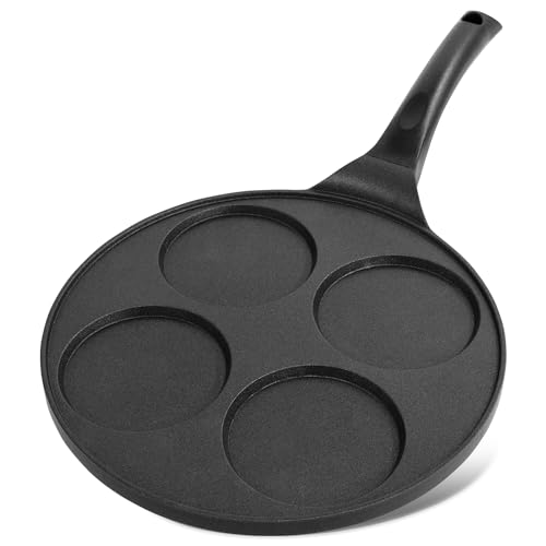 joeji's Kitchen Pancake Crepe Pfanne mit 4 Löcher Leichte - 26,5 cm Antihaft Aluminiumguss - Induktion - Mehrzweck Palatschinken Pfanne Spiegelei… von joeji's Kitchen
