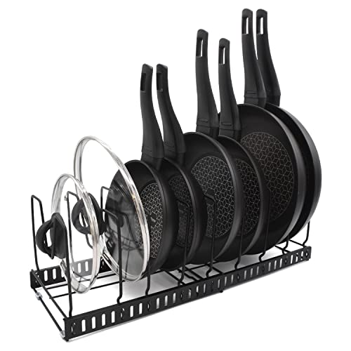 joeji's Kitchen Topfdeckelhalter Pfannenhalter für Schrank Schublade, Deckelhalter Küche, 9 Verstellbare Fächer Topf Organizer, Erweiterbarer Pfannenorganizer als Pfannen Aufbewahrung von joeji's Kitchen