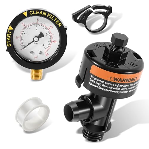 98209800 Manuelles Überdruckventil mit hohem Durchfluss, Ersatz mit Manometer/Luftentlastung, manuelles Ventil, Montage für Pool- und Spa-Filter (98209800-1) von johntruck