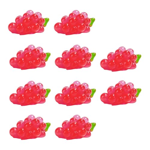 10 Stück leuchtende Trauben kleine Harzperlen Obst-Miniaturen für Schmuckherstellung, Handwerk, Verzierungsperlen von jojnsha