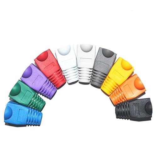 100 Stück Cat5 CAT5E RJ45 Kappen Anschlussstecker RJ45 Ethernet Kabel Zugentlastung RJ45 Stecker Buchse Boot Caps von jojnsha