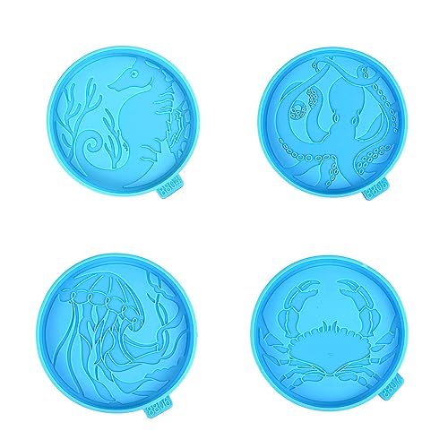 4 Pieces Einzigartige Untersetzer Silikonform Oktopus Krabbenmuster Tasse Matte Harzform Runde Epoxy Gussform Handwerkshandwerk 4 Pieces Einzigartige Untersetzer Silikonform Oktopus Krabbenmuster Tasse Matte Harzform Runde Epoxy Gussform Handwerkshandwerk von jojnsha