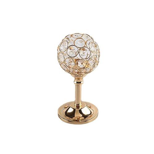 Goldener Kristall-Votivkerzenhalter Zwerg-Teelichthalter, kleiner Vintage-Kerzenständer für den Tisch, Tafelaufsatz, Zuhause, Kristallhalter von jojnsha