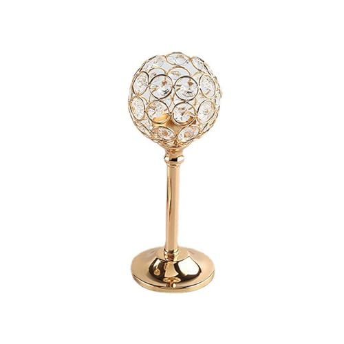 Goldener Kristall-Votivkerzenhalter Zwerg-Teelichthalter, kleiner Vintage-Kerzenständer für den Tisch, Tafelaufsatz, Zuhause, Kristallhalter von jojnsha