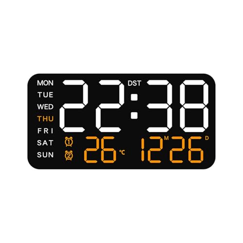 Leicht zu lesende LED-Digital-Wanduhr, Zeitmesser, großes Display, Alarm für genaues Zeitmanagement zu Hause oder im Büro, Alarm mit Kalender von jojnsha