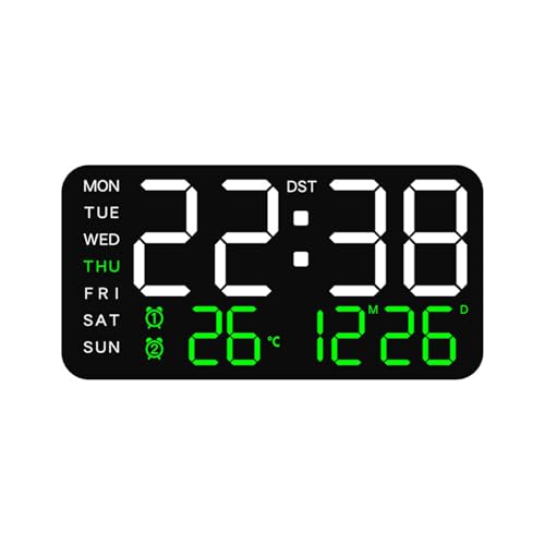 Leicht zu lesende LED-Digital-Wanduhr, Zeitmesser, großes Display, Alarm für genaues Zeitmanagement zu Hause oder im Büro, Alarm mit Kalender von jojnsha