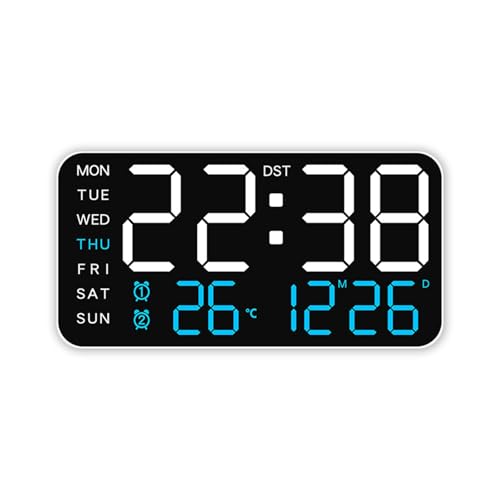 Leicht zu lesende LED-Digital-Wanduhr, Zeitmesser, großes Display, Alarm für genaues Zeitmanagement zu Hause oder im Büro, Alarm mit Kalender von jojnsha