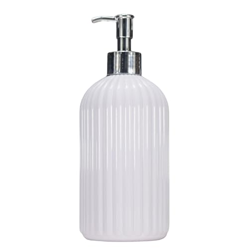Modischer, gestreifter nachfüllbarer Seifenspender mit 304 Edelstahl-Seifenspender für Shampoo, Conditioner, Badezimmer, Arbeitsplatten-Organizer von jojnsha