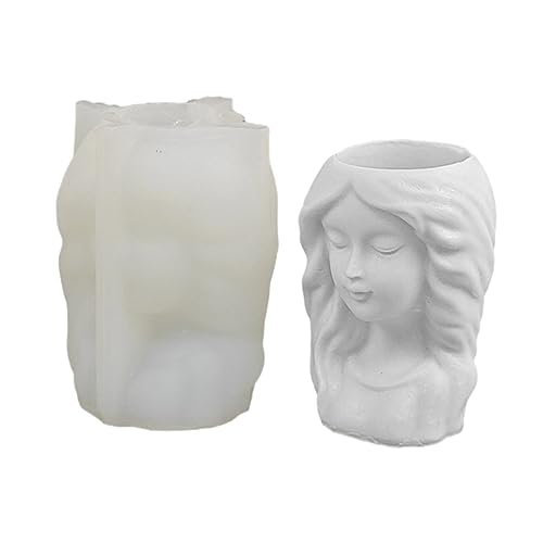 Niedliche Porträt Gypsum Blumenpot Silikonform Epoxidharz Gussform Schimmel Sukkulente Vase Zement Tonform Stifthalter Formen von jojnsha