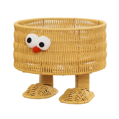 Rattan-Korb, geflochtener Mehrzweck-Aufbewahrungsbehälter für Spielzeug, Bücher, Kleidung, stilvolle Tischdekoration, Snack-Behälter von jojnsha
