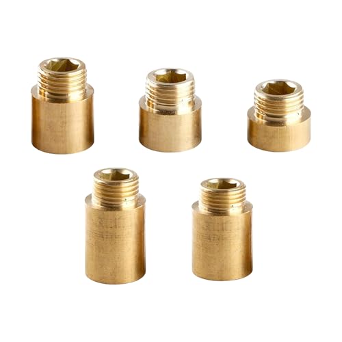 Wasserhahn-Verlängerungsanschluss aus Messing, 1,27 cm Gewinde, Messingrohrverschraubungen, Wasserhahn für Trinkwasserheizung, Installation, Sechskant-Steckdose, Wasseranschluss, 5 Stück von jojnsha