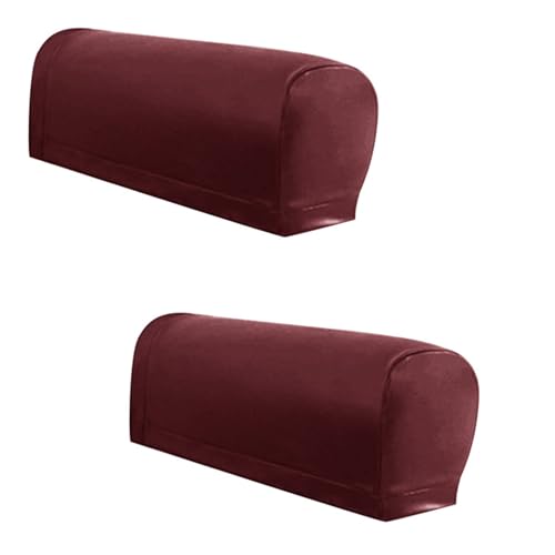 jojnsha 2 dehnbare Armlehnenbezüge und 4 Klebepads, wasserdicht, PU-Möbelschutz, Sofa, Büro, Heimdekoration, schwarz, dehnbare Armlehnenpolster von jojnsha