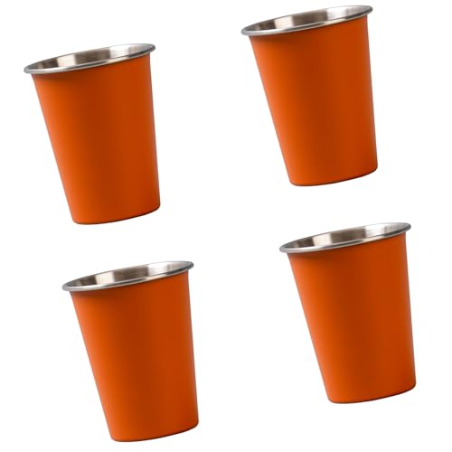jojnsha 4 stapelbare Camping-Wasserbecher, 350 ml, Edelstahl, Trinkbecher, Camping, Kaffee, Milch, Reisebecher, langlebig, Edelstahl, Wandern, Trinkbecher von jojnsha